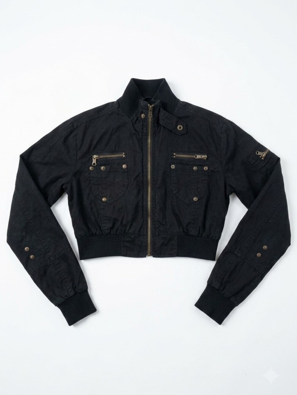 Y2K Cropped Black Jacket Size Small - Picture 2 of 6